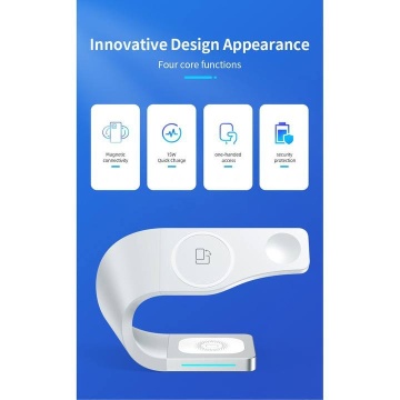 Kit de încărcat telefon ceas căști wireless fast charge 3 in 1, 15W, pentru telefon, Apple Watch, Airpods, Alb - Img 2
