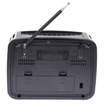 Radio cu Bluetooth panou solar, Radio MP3, Bluetooth, Baterie reincarcabila, Laterna, Usb, Rosu/Negru - Img 5