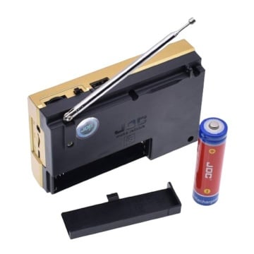 Radio portabil cu acumulator 3.7v 2000mAh, Mp3, Card TF, Usb, FM, Auriu - Img 2