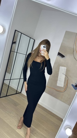 Rochie maxi pe corp, Negru - Img 4