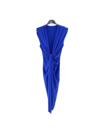 Rochie , Midi, Decolteu si picior dezgolit, Croiala deosebita, Albastru - Img 2