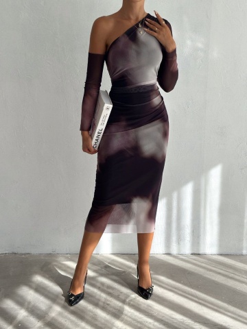 Rochie modelatoare cu poliamida Chloe, Negru/Gri - Img 1