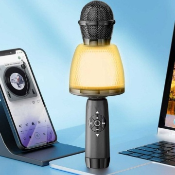 Microfon de karaoke pentru copii,Bluetooth, Fara fir, Galben-Negru, - Img 5