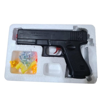 Pistol de jucarie tip Glock 18, incarcare manuala, 18 cm, 3 gloante moi din spuma cu ventuza, bile de gel orbeez si bile flexibile de silicon, Negru - Img 2