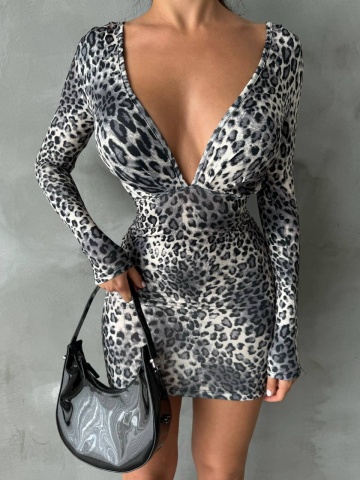 Rochie part dress Fifi, Leopard Print - Img 1