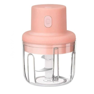 Tocator mini electric portabil, incarcare USB, 250ml, 45W, Roz - Img 1