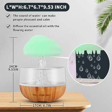 Aroma difuzor Selani 500ml, Umidificator Modern, cu lampa LED, Nor de ploaie, Alb - Img 5