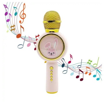 Microfon de karaoke pentru copii, Forma de iepuras, Compatibil bluetooth, Silentios, Fara fir, Roz, - Img 2
