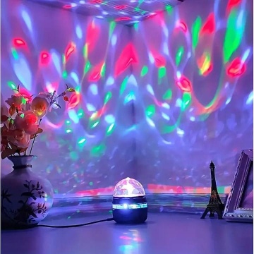 Proiector cu lumina color, LED rotativsi cu muzica, USB, telecomanda, 8,1 cm, Multicolor - Img 3