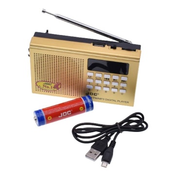 Radio portabil cu acumulator 3.7v 2000mAh, Mp3, Card TF, Usb, FM, Auriu - Img 4