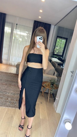 Rochie OneSize, Decoltata cu taietura la talie si la picior, Eleganta Italia, Negru - Img 3