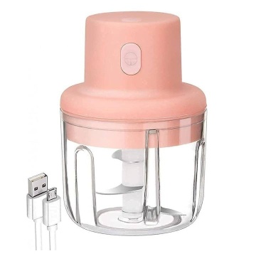 Tocator mini electric portabil, incarcare USB, 250ml, 45W, Roz - Img 4