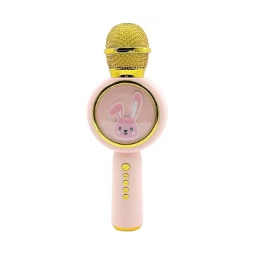 Microfon de karaoke pentru copii, Forma de iepuras, Compatibil bluetooth, Silentios, Fara fir, Roz, - Img 3