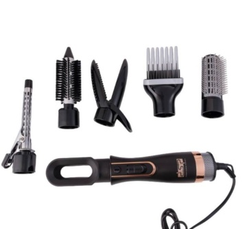Perie electrica pentru par, Multifunctionala, 7 in 1, Uscare, Ondulare, Indreptare si Coafat Parul, Negru - Img 5