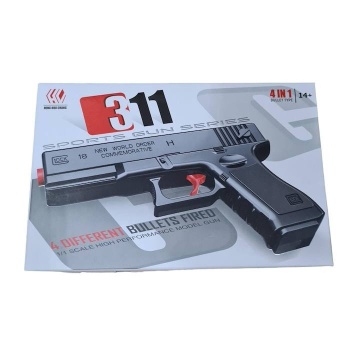 Pistol de jucarie tip Glock 18, incarcare manuala, 18 cm, 3 gloante moi din spuma cu ventuza, bile de gel orbeez si bile flexibile de silicon, Negru - Img 4