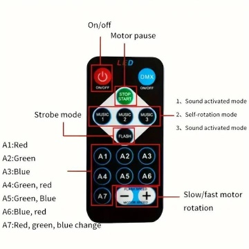 Proiector cu lumina color, LED rotativsi cu muzica, USB, telecomanda, 8,1 cm, Multicolor - Img 4