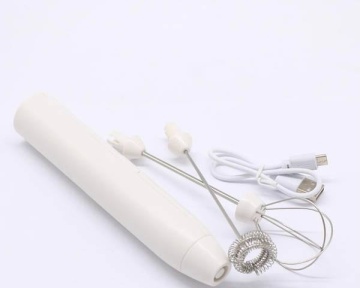 Mixer spumator de lapte, Acumulator reincarcabil USB, Cu 2 capete, Ideal pentru cappuccino, caffe latte, Alb - Img 2
