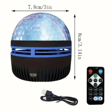 Proiector cu lumina color, LED rotativsi cu muzica, USB, telecomanda, 8,1 cm, Multicolor - Img 5