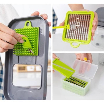 Razatoare Multifunctionala 2 in 1 Dalys® pentru legume si fructe, 22 de piese, Cu functie de caserola, Lame din otel inoxidabil si maner protectie - Img 3