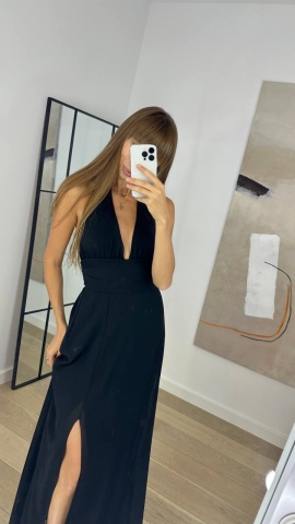 Rochie lunga, Decolteu, , Negru - Img 6