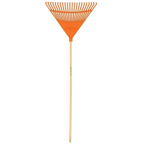 Grebla de frunze din plastic, rigida , dreapta, latime 61 cm, cu coada de lemn de 122 cm Truper
