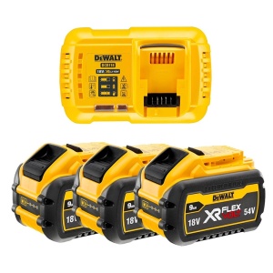 Pachet 3 acumulatori XR FLEXVOLT 18V / 9Ah si incarcator DCB118, Dewalt