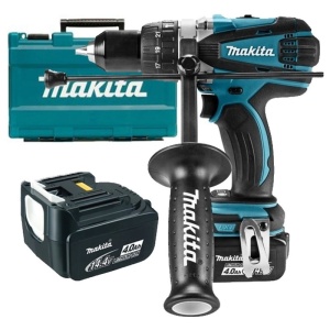 Masina de gaurit si insurubat cu percutie cu 2 acumulatori 14.4V 4Ah, 77 Nm, Makita DHP448RME