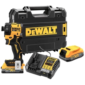 Masina de insurubat cu impact DeWalt 50 Nm, 1/4", cu acumulatori 18V Li-Ion XR POWERSTACK, 2x 1.7Ah, tip DCF870E2T-QW