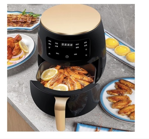 Friteuza cu aer cald, Razo , de mare capacitate 2400W, 6L ,LCD touch, Timer, 6 programe, Oprire automată, Negru - Img 2