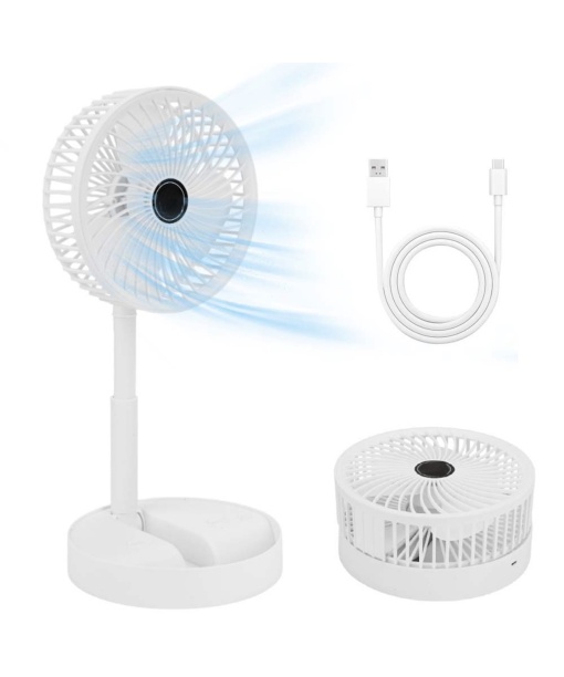 Ventilator pliabil de Birou Razo, Alb, Telescopic,Portabil, 3 viteze, reglabil 180°, incarcare USB, Ideal pentru Birou, Dormitor - Img 2