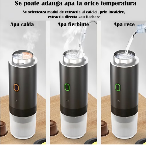 ESPRESSOR PORTABIL RAZO COMPATIBIL CU CAPSULE NESPRESSO, CAPSULE DOLCE GUSTO, CAFEA MACINATA, MOD INCALZIRE RAPID APA SAU CAFEA RECE, INCARCARE USB TYPE C - Img 6