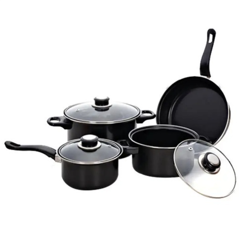 Set premium de oale si ustensile de bucătărie pentru gătit , 13 piese , Material antiaderente ,Sticla termorezistentă, Ideale pentru Camping si Bucataria Zilnica, Negru - Img 4