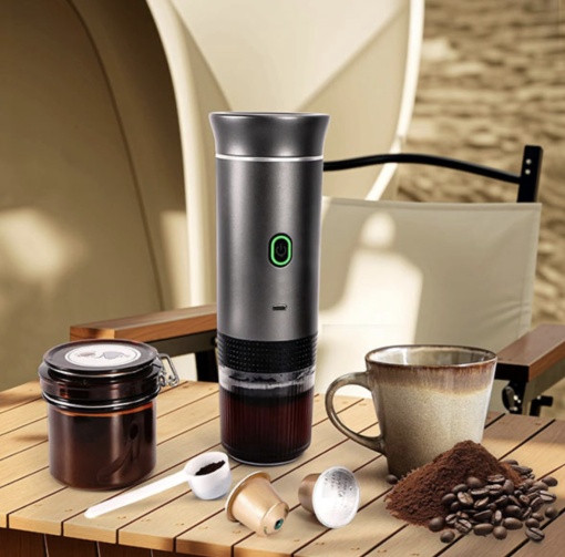 ESPRESSOR PORTABIL RAZO COMPATIBIL CU CAPSULE NESPRESSO, CAPSULE DOLCE GUSTO, CAFEA MACINATA, MOD INCALZIRE RAPID APA SAU CAFEA RECE, INCARCARE USB TYPE C