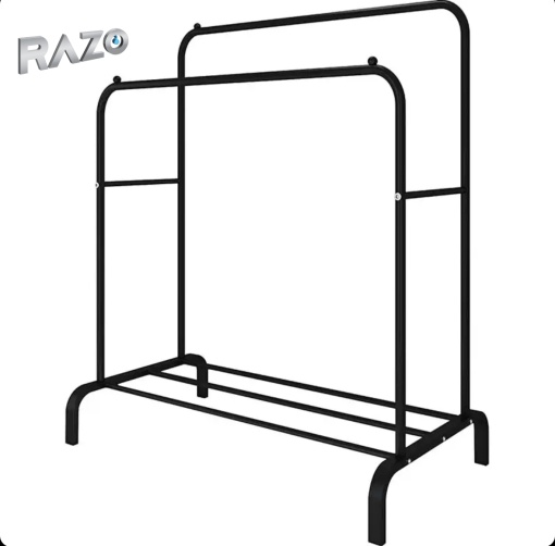 Suport metalic dublu de umerașe pentru haine Razo – Negru, 96 x 45 x 150 cm, capacitate 35 kg - Img 4