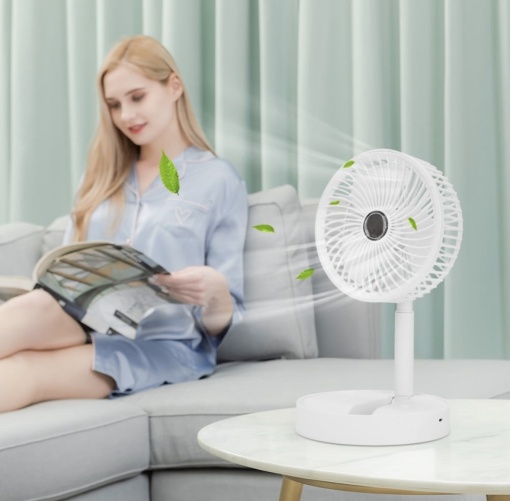 Ventilator pliabil de Birou Razo, Alb, Telescopic,Portabil, 3 viteze, reglabil 180°, incarcare USB, Ideal pentru Birou, Dormitor - Img 6