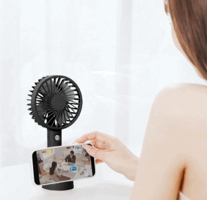 Ventilator mini Portabil Razo , de mana/birou , reîncărcabil prin USB , 3 trepte de viteza , Negru - Img 6