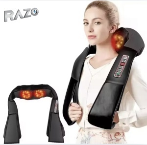Aparat electric de masaj Razo pentru Gat, Umeri si Spate , Cervical, Lombar, Abdomen si picioare, cu Incalzire , miscari 3D, relaxare musculara, utilizare acasa, la birou si in masina