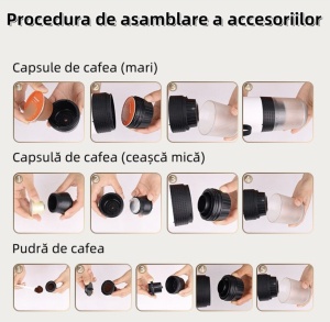 ESPRESSOR PORTABIL RAZO COMPATIBIL CU CAPSULE NESPRESSO, CAPSULE DOLCE GUSTO, CAFEA MACINATA, MOD INCALZIRE RAPID APA SAU CAFEA RECE, INCARCARE USB TYPE C - Img 4
