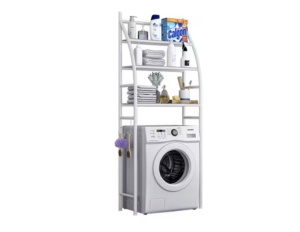 Etajera baie , organizator peste masina de spalat/toaleta Razo, 3 polite, Alb, picioruse ajustabile, rezistent si stabil, ideal pentru prosoape sau produse de igiena, metal, 160 x 25 x 65 cm - Img 5
