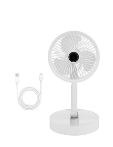Ventilator pliabil de Birou Razo, Alb, Telescopic,Portabil, 3 viteze, reglabil 180°, incarcare USB, Ideal pentru Birou, Dormitor