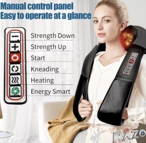 Aparat electric de masaj Razo pentru Gat, Umeri si Spate , Cervical, Lombar, Abdomen si picioare, cu Incalzire , miscari 3D, relaxare musculara, utilizare acasa, la birou si in masina - Img 3