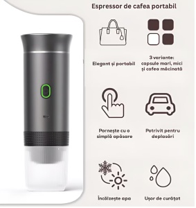 ESPRESSOR PORTABIL RAZO COMPATIBIL CU CAPSULE NESPRESSO, CAPSULE DOLCE GUSTO, CAFEA MACINATA, MOD INCALZIRE RAPID APA SAU CAFEA RECE, INCARCARE USB TYPE C - Img 5
