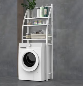 Etajera baie , organizator peste masina de spalat/toaleta Razo, 3 polite, Alb, picioruse ajustabile, rezistent si stabil, ideal pentru prosoape sau produse de igiena, metal, 160 x 25 x 65 cm - Img 6