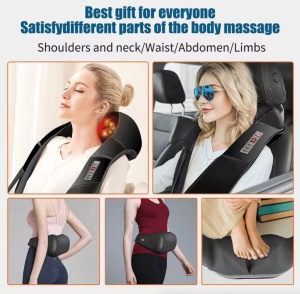 Aparat electric de masaj Razo pentru Gat, Umeri si Spate , Cervical, Lombar, Abdomen si picioare, cu Incalzire , miscari 3D, relaxare musculara, utilizare acasa, la birou si in masina - Img 4