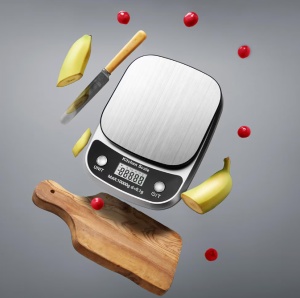 Cântar digital de bucătărie, 10 Kg ,afisaj LED si functie de tara, Inox, Argintiu - Img 2