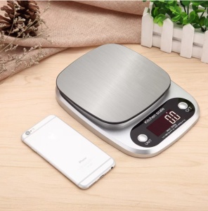 Cântar digital de bucătărie, 10 Kg ,afisaj LED si functie de tara, Inox, Argintiu - Img 3