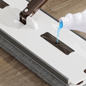 Mop Plat Razo cu storcător, Galeată pliabilă cu roți, 4 lavete microfibră Gratuite, 8L - Img 6