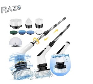 Perie electrica de Curatat Rotativa 9 in 1 Razo , Cu brat reglabil , Capete de Perie Inlocuibile , Ideala pentru Dus, Baie , Podea , Bucatarie, 25W, USB Type C