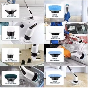 Perie electrica de Curatat Rotativa 9 in 1 Razo , Cu brat reglabil , Capete de Perie Inlocuibile , Ideala pentru Dus, Baie , Podea , Bucatarie, 25W, USB Type C - Img 2