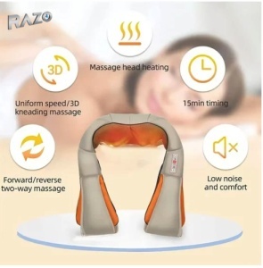 Aparat electric de masaj Razo pentru Gat, Umeri si Spate , Cervical, Lombar, Abdomen si picioare, cu Incalzire , miscari 3D, relaxare musculara, utilizare acasa, la birou si in masina - Img 5